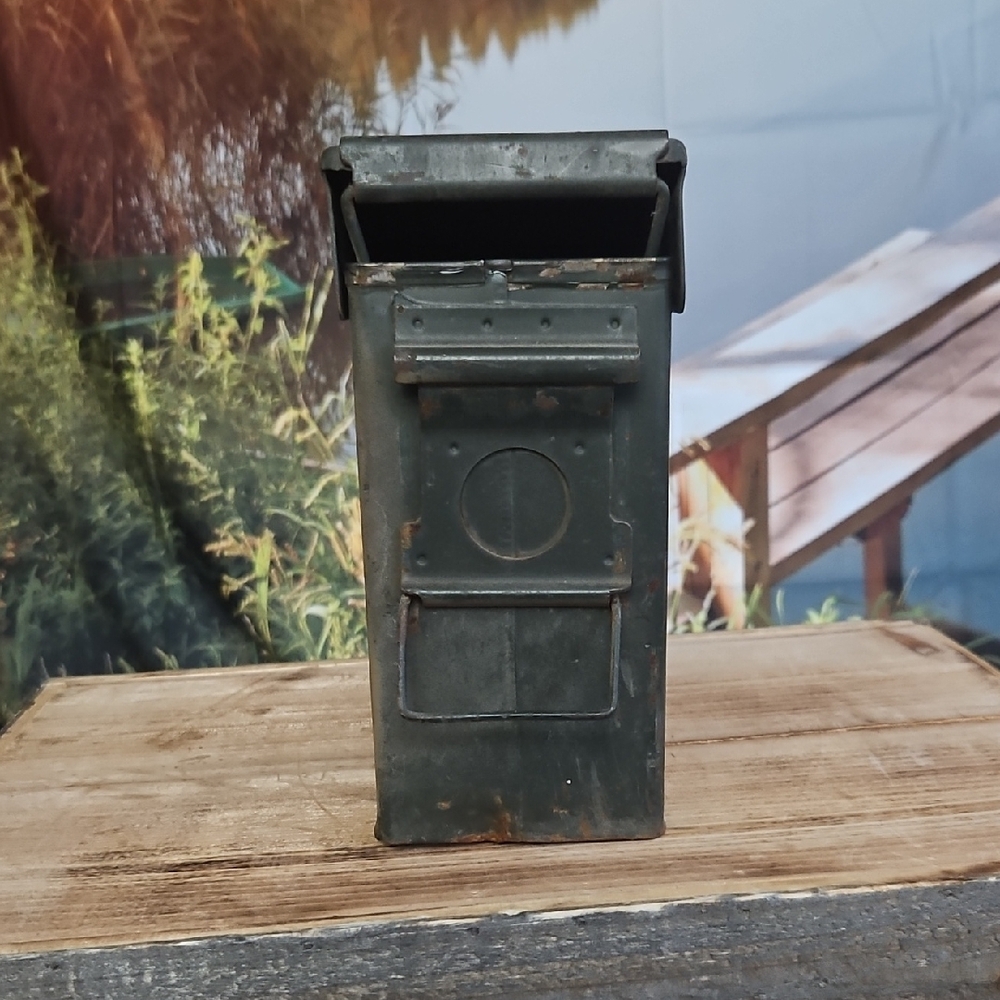 Vintage Metal Ammo Box - Army Green And Gray - Picture 2 of 16